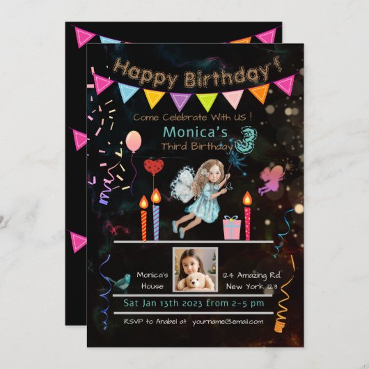 Magic Birthday Einladung (Vorne/Hinten)