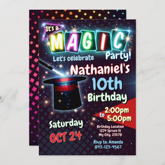 Magic Birthday Einladung (Vorne/Hinten)
