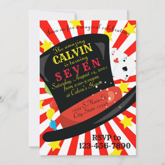 Magic Birthday Einladung (Vorderseite)