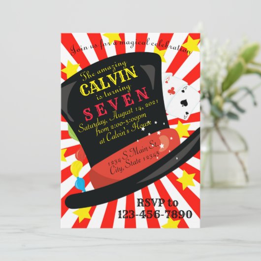 Magic Birthday Einladung (Stehend Vorderseite)