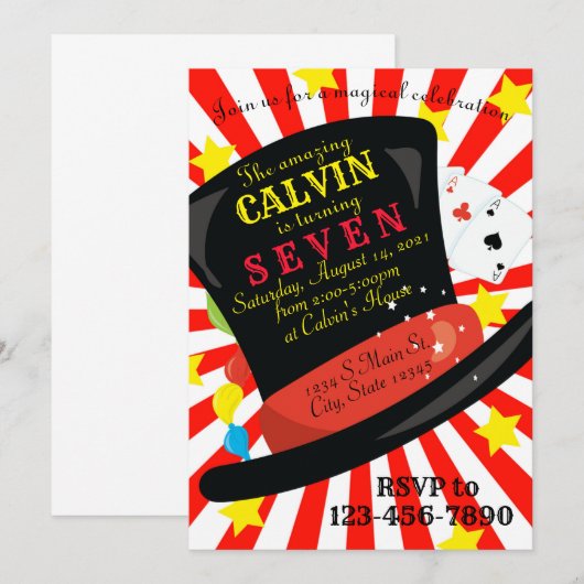 Magic Birthday Einladung (Vorne/Hinten)