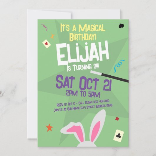 Magic Birthday Einladung - Presto! Magician Bunny (Vorderseite)