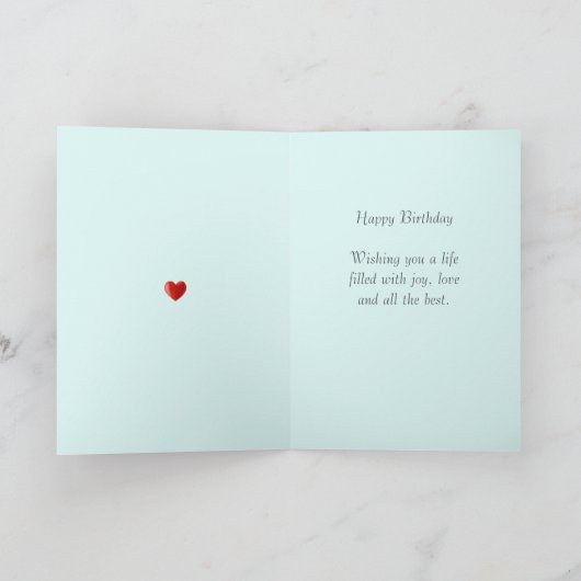 Magic Birthday Gnome with Heart on Aquamarin Karte (Innenseite)