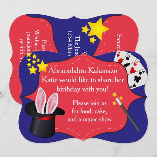 Magic Birthday Party Einladung (Vorne/Hinten)