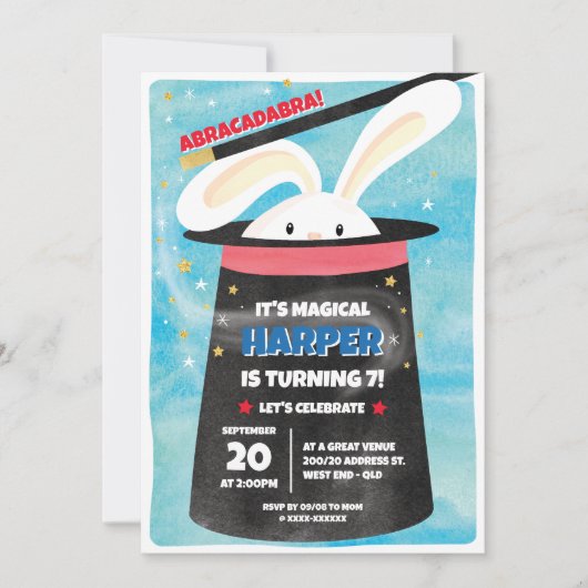 Magic Birthday Party Einladung (Vorderseite)