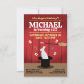 Magic Birthday Party Einladung - Top Hat & Bunny (Vorderseite)