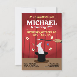 Magic Birthday Party Einladung - Top Hat & Bunny