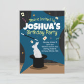 Magic Birthday Party Einladung - Top Hat & Rabbit (Stehend Vorderseite)