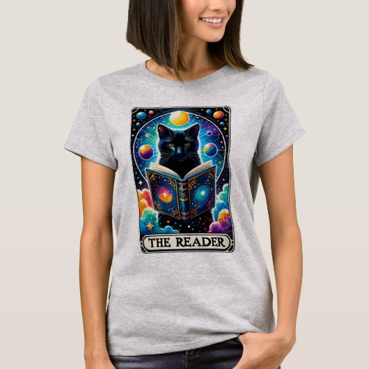 Magic Black Cat - The Reader - Tarot Card T - Shir T-Shirt (Vorderseite)