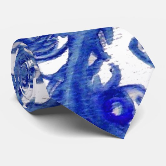 MAGIC BLUE BERRIES Fantasy Floral Wirbel Krawatte (Gerollt)