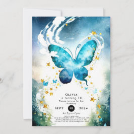 Magic Blue Butterfly Geburtstag Einladung