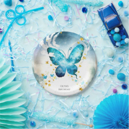 Magic Blue Butterfly Geburtstag Pappteller