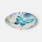 Magic Blue Butterfly Geburtstag Pappteller (Schrägansicht)