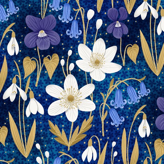 Magic Blue Illustriert Spring Floral Geschenkpapier