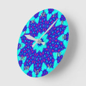 Magic Blue Kaleidoskop geblüht nummeriert Runde Wanduhr (Winkel)