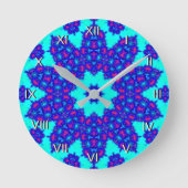Magic Blue Kaleidoskop geblüht nummeriert Runde Wanduhr (Vorderseite)