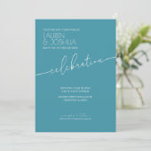 Magic Blue ・ Moderne Minimalistische Script Weddin Einladung (Stehend Vorderseite)