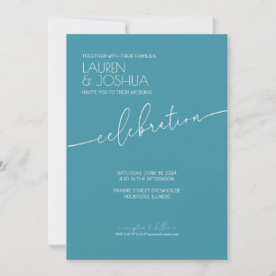 Magic Blue ・ Moderne Minimalistische Script Weddin Einladung