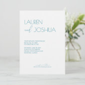 Magic Blue ・ Moderne Minimalistische Script Weddin Einladung (Stehend Vorderseite)
