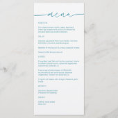 Magic Blue ・ Moderne Minimalistische Script Weddin Menükarte (Vorderseite)