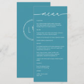 Magic Blue ・ Moderne Minimalistische Script Weddin Menükarte (Vorne/Hinten)