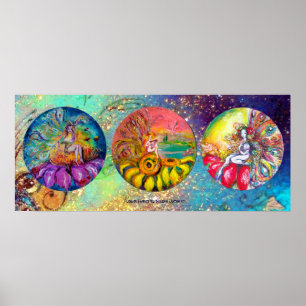MAGIC BLUME FAIRIEN IN BLAUEN GEEN GOLD GLITZERN POSTER