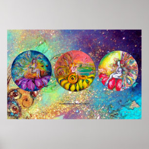 MAGIC BLUME FAIRIEN IN BLAUEN GEEN GOLD GLITZERN POSTER