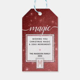 MAGIC Blush Wasserfarbe Monogramm & Burgund Starry Geschenkanhänger