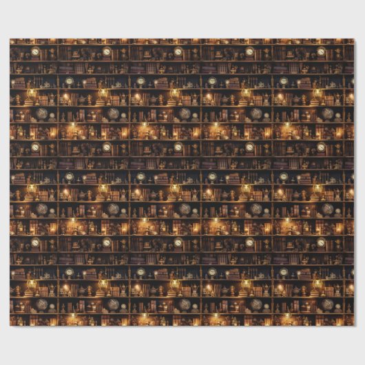 Magic Bookshelf Steampunk Geschenkpapier (Flach)
