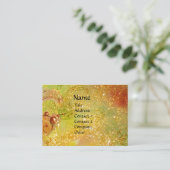 MAGIC BUTTERFLY gelb, braun grün, goldfarbene Glit Visitenkarte (Stehend Vorderseite)