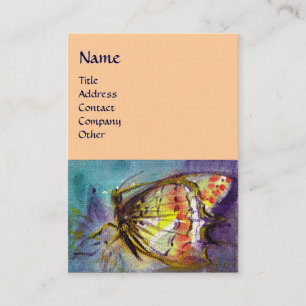 MAGIC BUTTERFLY Gelb, Rosa, Leinenpapier Visitenkarte