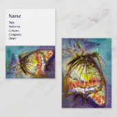 MAGIC BUTTERFLY, Gelb, Weiß, Leinenpapier Visitenkarte (Vorne/Hinten)