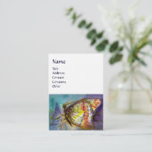 MAGIC BUTTERFLY, Gelb, Weiß, Leinenpapier Visitenkarte (Stehend Vorderseite)