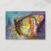 MAGIC BUTTERFLY, Gelb, Weiß, Leinenpapier Visitenkarte (Rückseite)