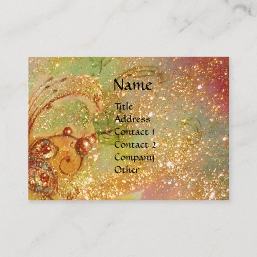 MAGIC BUTTERFLY grün, gelb, braun, goldfarben Glit Visitenkarte (Vorderseite)