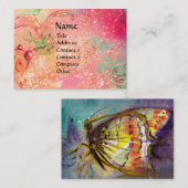 MAGIC BUTTERFLY pink, fuchsiengelb goldfarbene Gli Visitenkarte (Vorne/Hinten)