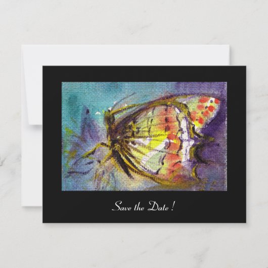 MAGIC BUTTERFLY schwarz blau Einladung (Vorderseite)