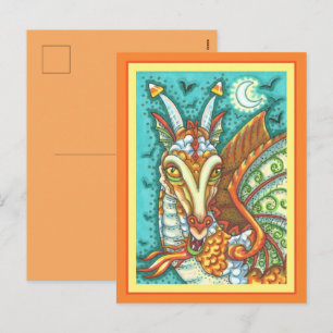 MAGIC CANDY CORN DRAGON, HALLOWEEN FANTASY BEAST FEIERTAGSPOSTKARTE