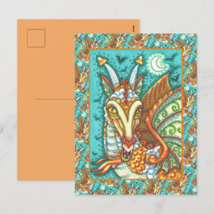 MAGIC CANDY CORN DRAGON, HALLOWEEN FANTASY BEAST FEIERTAGSPOSTKARTE