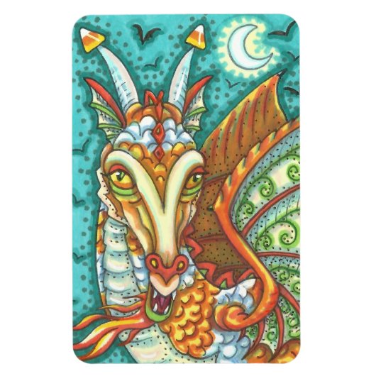 MAGIC CANDY CORN DRAGON, HALLOWEEN FANTASY BEAST MAGNET (Vertikal)