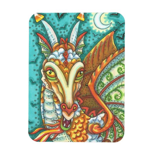 MAGIC CANDY CORN DRAGON, HALLOWEEN FANTASY BEAST MAGNET (Vertikal)