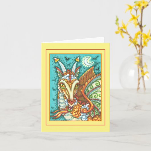MAGIC CANDY CORN DRAGON, HALLOWEEN FANTASY Blank Karte (Gelbe Blume)