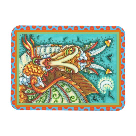 MAGIC CANDY CORN DRAGON, HALLOWEEN FANTASY MAGNET (Horizontal)