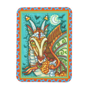 MAGIC CANDY CORN DRAGON, HALLOWEEN FANTASY MAGNET