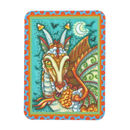 MAGIC CANDY CORN DRAGON, HALLOWEEN FANTASY MAGNET (Vertikal)