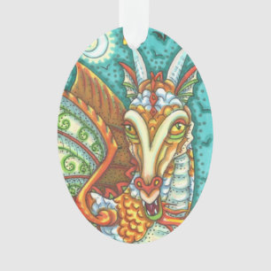 MAGIC CANDY CORN DRAGON, HALLOWEEN FANTASY ORNAMENT