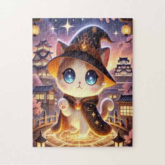 Magic Cat & Japanese Castle | Fantasy Puzzle (Vertikal)