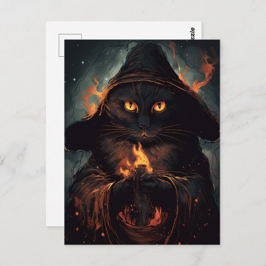 Magic Cat Postcard Postkarte (Vorne/Hinten)