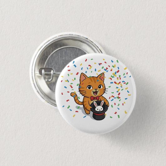 Magic Cat With Bunny Hat Button (Vorne & Hinten)