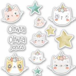 Magic Caticorn Kawaii Green Sticker Pack